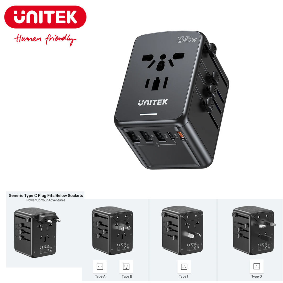 Adapter 35W - 5 Plug (QC3.0 PD) Unitek P1121ABK01 (Full type Plug)